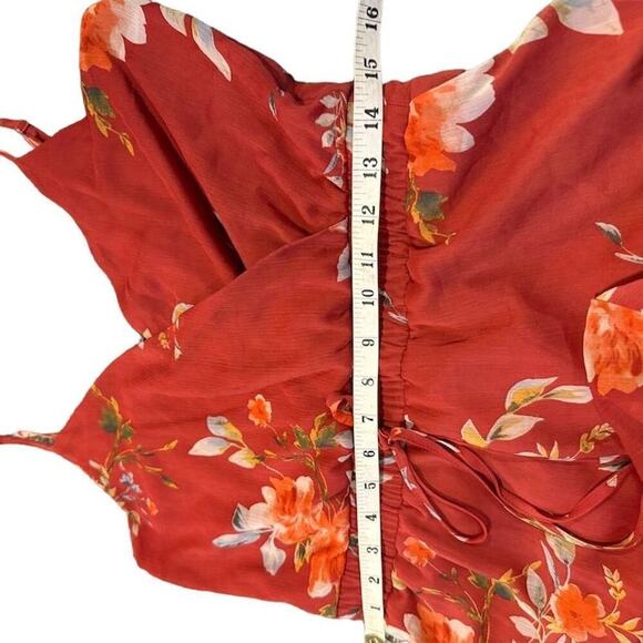 Trixxi Women's Red Floral Spaghetti Straps Romper Red Size L - Picture 7 of 9